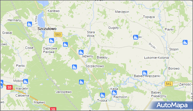 mapa Białasy, Białasy na mapie Targeo