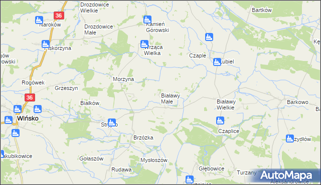 mapa Białawy Małe, Białawy Małe na mapie Targeo