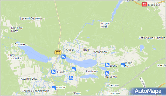 mapa Białe gmina Gostynin, Białe gmina Gostynin na mapie Targeo