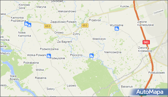 mapa Białe gmina Suwałki, Białe gmina Suwałki na mapie Targeo