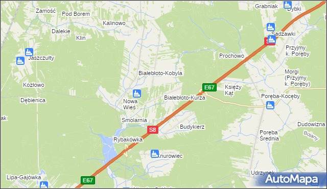 mapa Białebłoto-Kurza, Białebłoto-Kurza na mapie Targeo