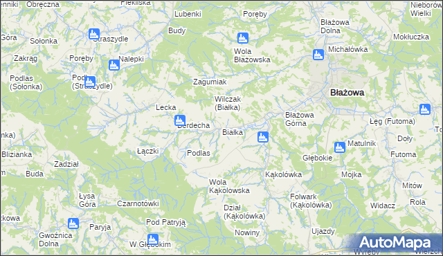 mapa Białka gmina Błażowa, Białka gmina Błażowa na mapie Targeo
