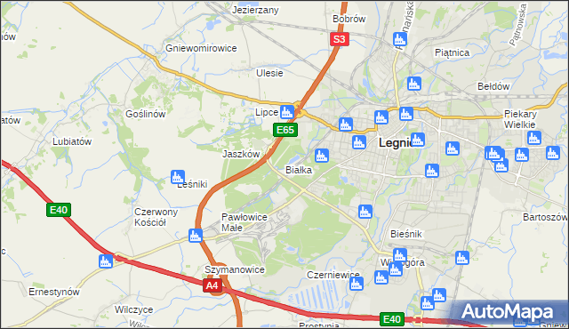 mapa Białka gmina Krotoszyce, Białka gmina Krotoszyce na mapie Targeo