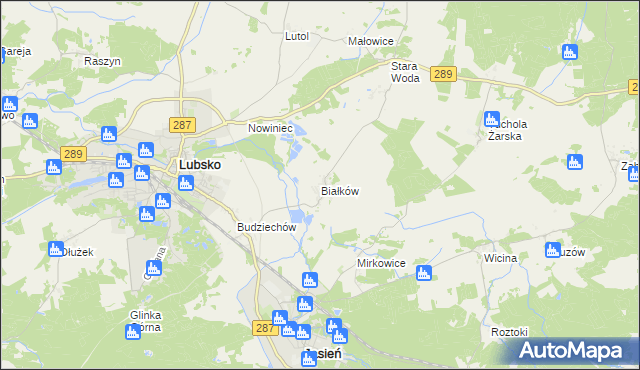 mapa Białków gmina Lubsko, Białków gmina Lubsko na mapie Targeo