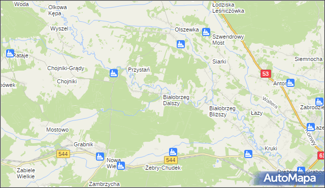 mapa Białobrzeg Dalszy, Białobrzeg Dalszy na mapie Targeo