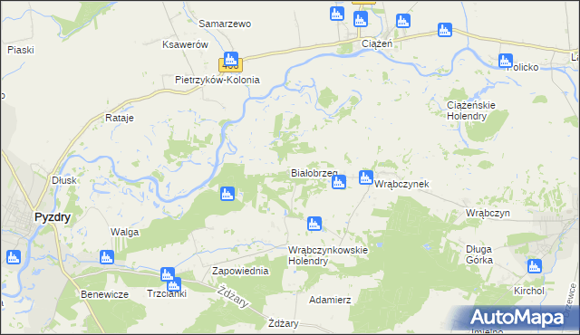 mapa Białobrzeg gmina Pyzdry, Białobrzeg gmina Pyzdry na mapie Targeo