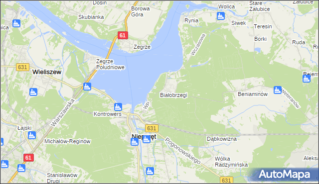 mapa Białobrzegi gmina Nieporęt, Białobrzegi gmina Nieporęt na mapie Targeo