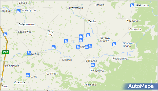 mapa Białousy, Białousy na mapie Targeo