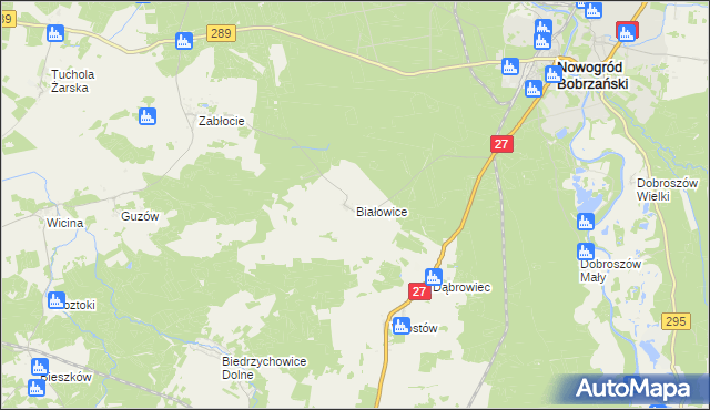 mapa Białowice, Białowice na mapie Targeo