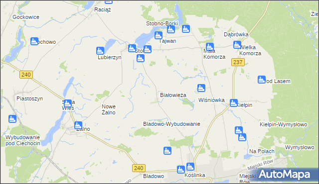 mapa Białowieża gmina Tuchola, Białowieża gmina Tuchola na mapie Targeo