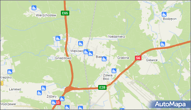 mapa Białuń gmina Goleniów, Białuń gmina Goleniów na mapie Targeo