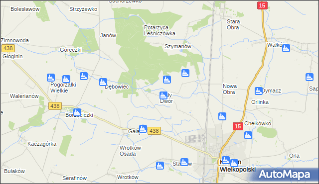 mapa Biały Dwór gmina Koźmin Wielkopolski, Biały Dwór gmina Koźmin Wielkopolski na mapie Targeo