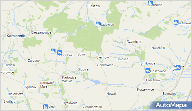 mapa Biechów gmina Pakosławice, Biechów gmina Pakosławice na mapie Targeo