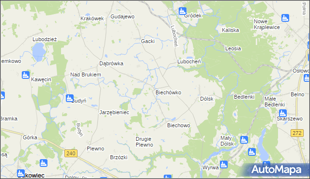 mapa Biechówko gmina Drzycim, Biechówko gmina Drzycim na mapie Targeo