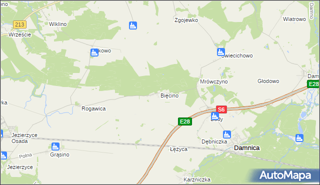 mapa Bięcino, Bięcino na mapie Targeo