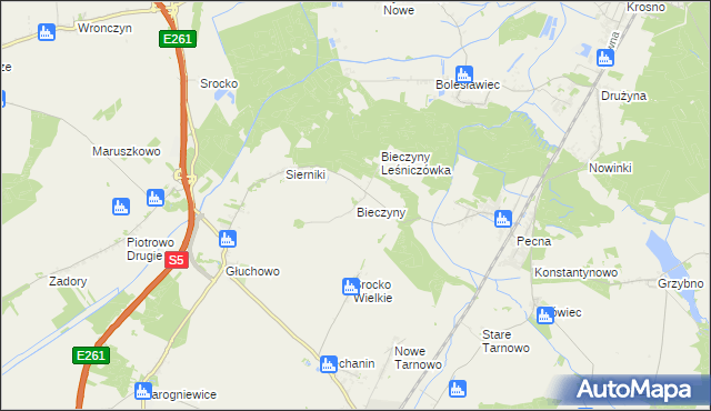 mapa Bieczyny, Bieczyny na mapie Targeo