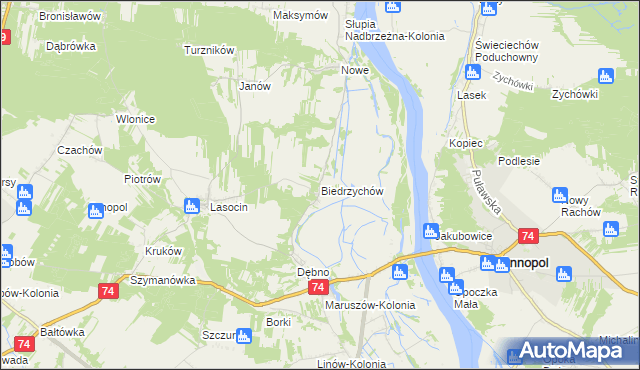 mapa Biedrzychów gmina Ożarów, Biedrzychów gmina Ożarów na mapie Targeo