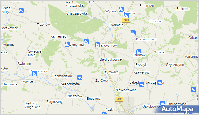 mapa Biedrzykowice, Biedrzykowice na mapie Targeo