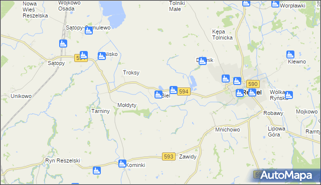 mapa Biel gmina Reszel, Biel gmina Reszel na mapie Targeo