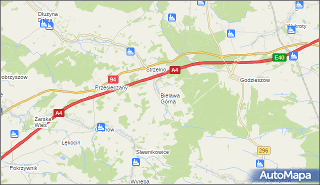 mapa Bielawa Górna, Bielawa Górna na mapie Targeo