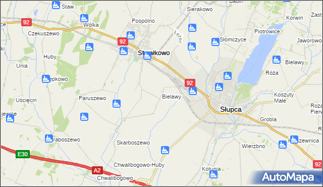 mapa Bielawy gmina Strzałkowo, Bielawy gmina Strzałkowo na mapie Targeo