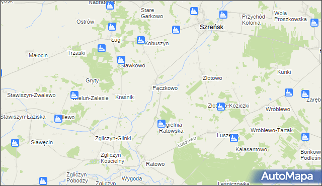 mapa Bielawy gmina Szreńsk, Bielawy gmina Szreńsk na mapie Targeo