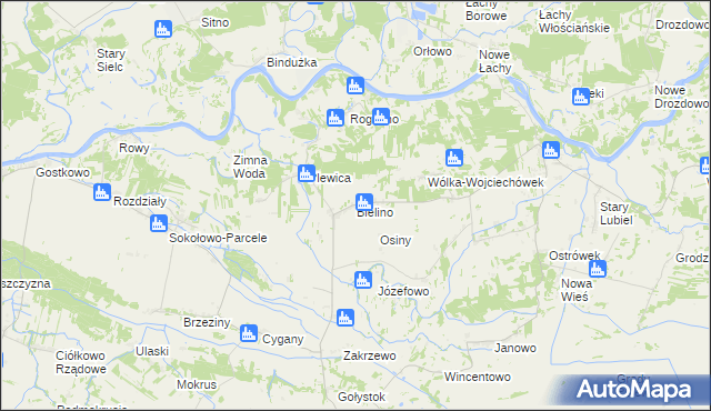 mapa Bielino gmina Rząśnik, Bielino gmina Rząśnik na mapie Targeo