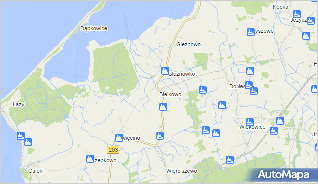 mapa Bielkowo gmina Sianów, Bielkowo gmina Sianów na mapie Targeo