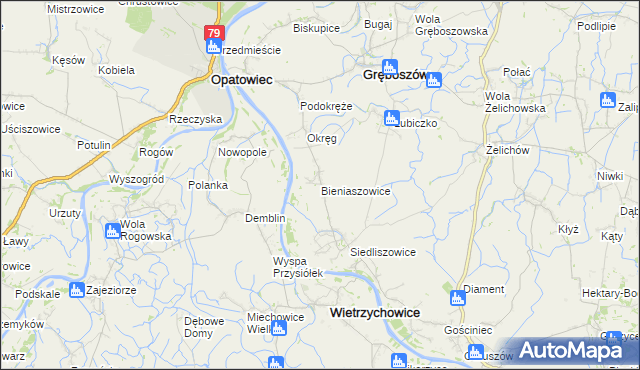 mapa Bieniaszowice, Bieniaszowice na mapie Targeo