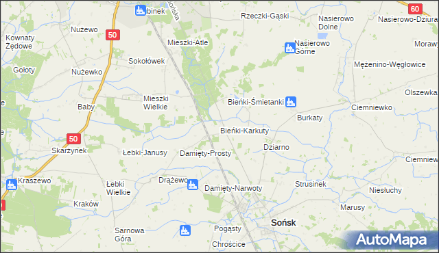 mapa Bieńki-Karkuty, Bieńki-Karkuty na mapie Targeo