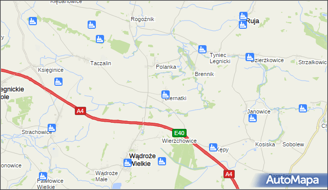 mapa Biernatki gmina Wądroże Wielkie, Biernatki gmina Wądroże Wielkie na mapie Targeo