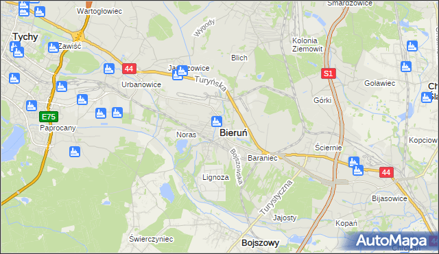 mapa Bieruń, Bieruń na mapie Targeo