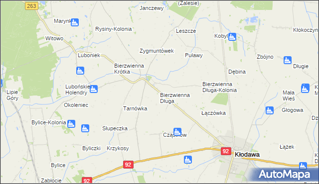 mapa Bierzwienna Długa, Bierzwienna Długa na mapie Targeo