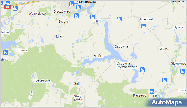 mapa Bieślin, Bieślin na mapie Targeo