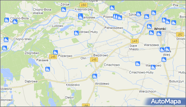 mapa Biezdrowo, Biezdrowo na mapie Targeo