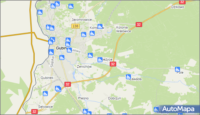 mapa Bieżyce, Bieżyce na mapie Targeo