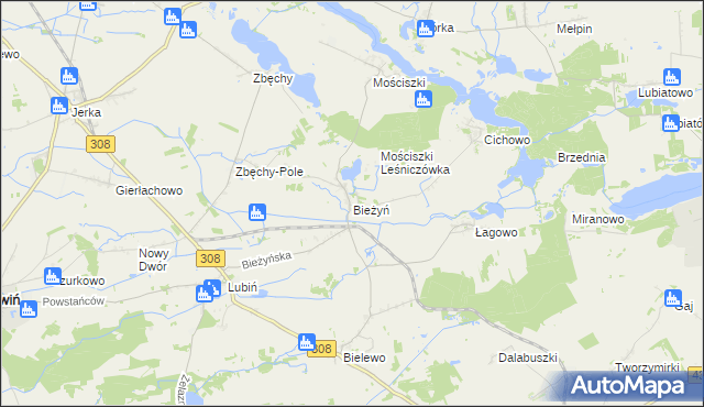 mapa Bieżyń, Bieżyń na mapie Targeo