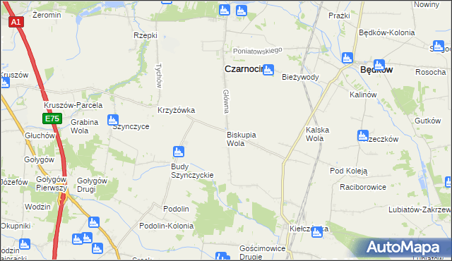 mapa Biskupia Wola, Biskupia Wola na mapie Targeo