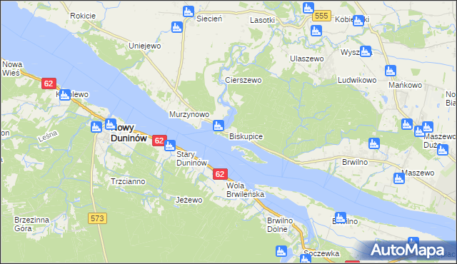 mapa Biskupice gmina Brudzeń Duży, Biskupice gmina Brudzeń Duży na mapie Targeo