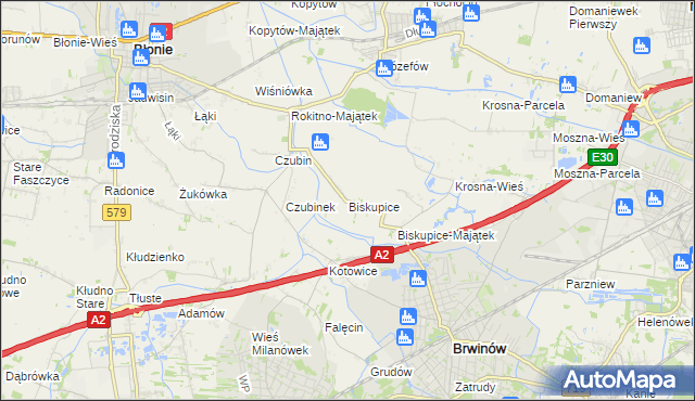 mapa Biskupice gmina Brwinów, Biskupice gmina Brwinów na mapie Targeo