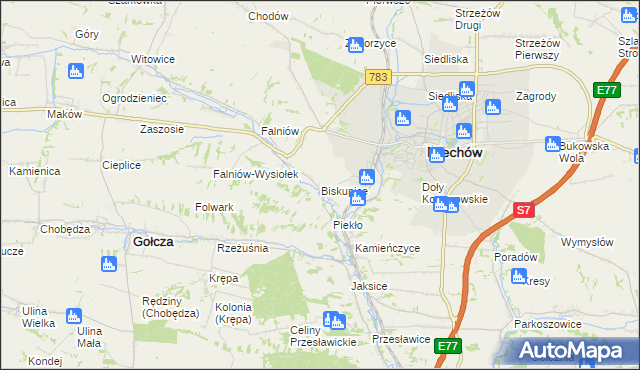 mapa Biskupice gmina Miechów, Biskupice gmina Miechów na mapie Targeo