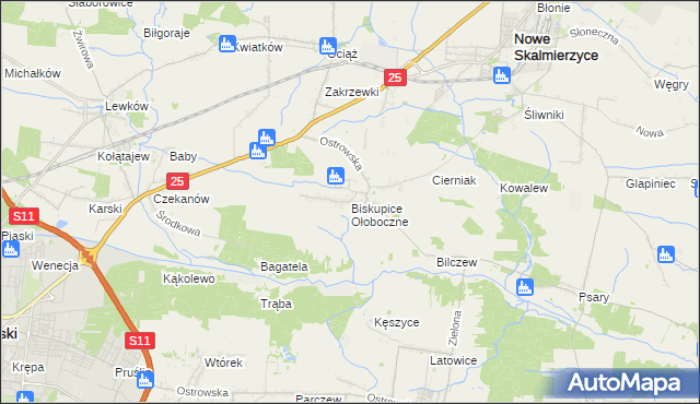 mapa Biskupice Ołoboczne, Biskupice Ołoboczne na mapie Targeo