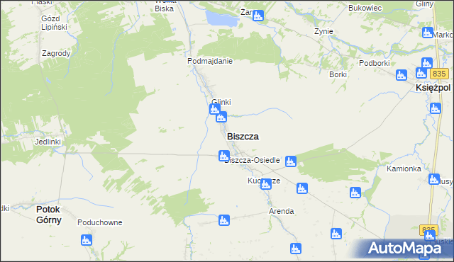 mapa Biszcza, Biszcza na mapie Targeo