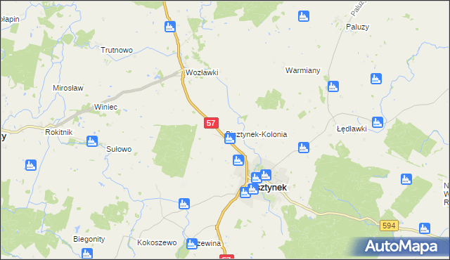 mapa Bisztynek-Kolonia, Bisztynek-Kolonia na mapie Targeo