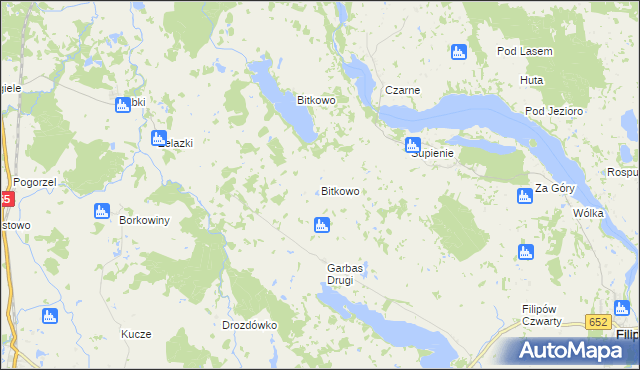 mapa Bitkowo gmina Filipów, Bitkowo gmina Filipów na mapie Targeo
