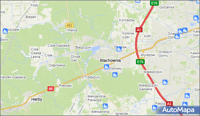 mapa Blachownia, Blachownia na mapie Targeo