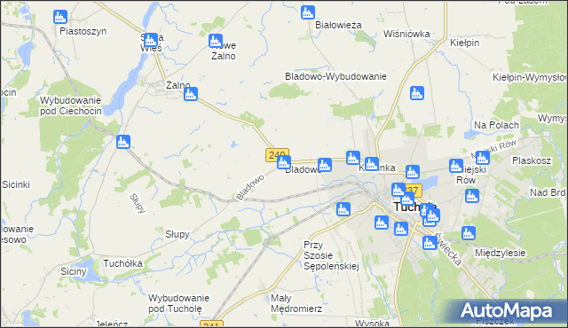 mapa Bladowo gmina Tuchola, Bladowo gmina Tuchola na mapie Targeo