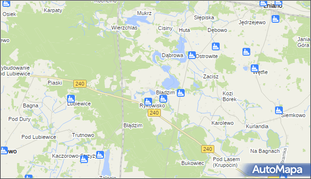 mapa Błądzim gmina Lniano, Błądzim gmina Lniano na mapie Targeo