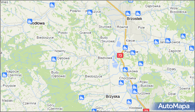 mapa Błażkowa gmina Brzyska, Błażkowa gmina Brzyska na mapie Targeo