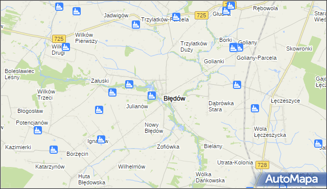 mapa Błędów powiat grójecki, Błędów powiat grójecki na mapie Targeo